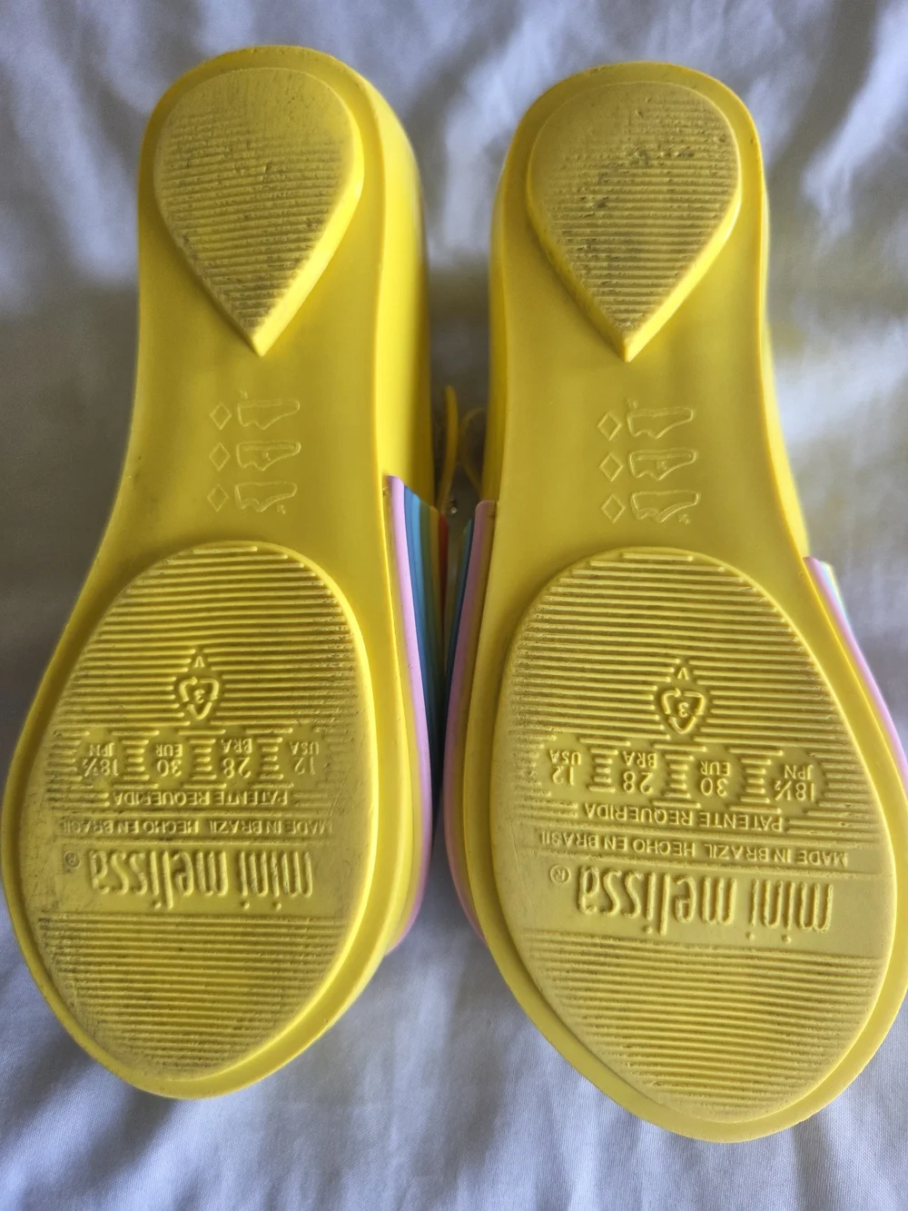 Mini Melissa | Yellow Mary Jane Sandals with Rainbow and Sun Motif